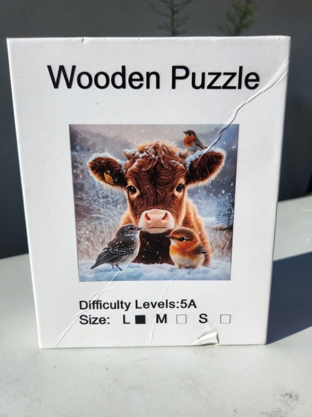 Wooden Puzzle Wood Jigsaw Puzzle Cow Birds laser cut wood pieces